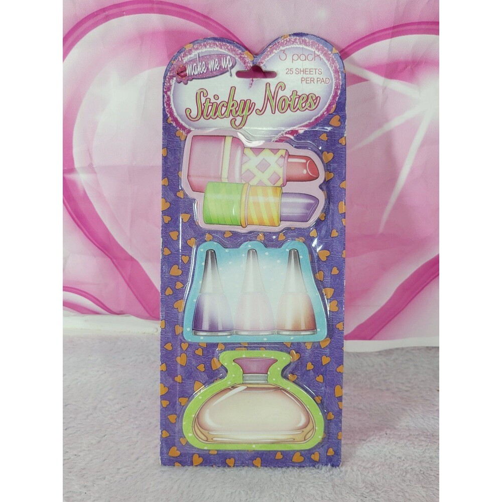 Makeup Cosmetic Lipstick Sticky Notes 3 Pack 25 Sheets Make Me Up Y2K NEW